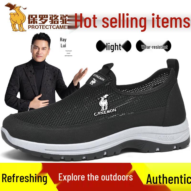 

Paul Camel Men s Summer Breathable Mesh Lace-Up Walking Shoes 40