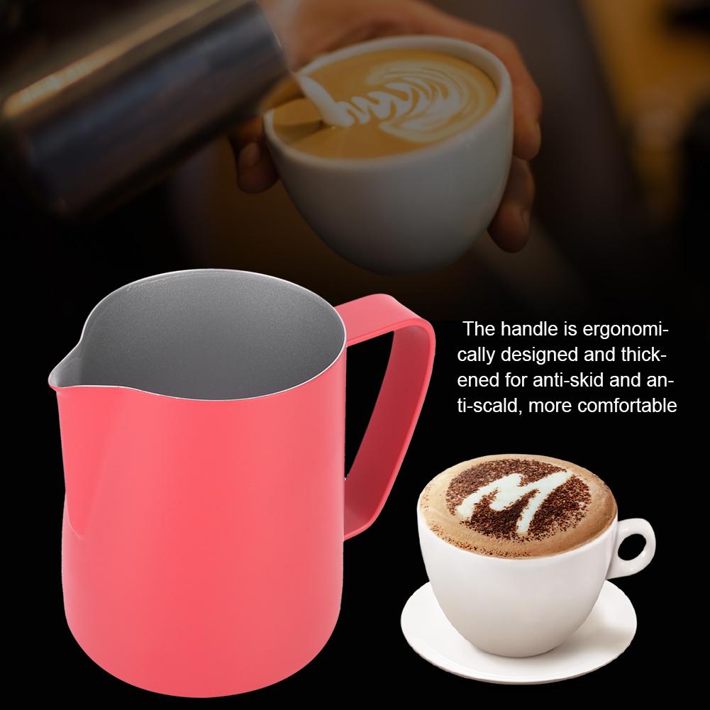 350ml Stainless Steel Milk Frothing Jug Frother Coffee Latte Container Cup Coffee UtensilsRose Red