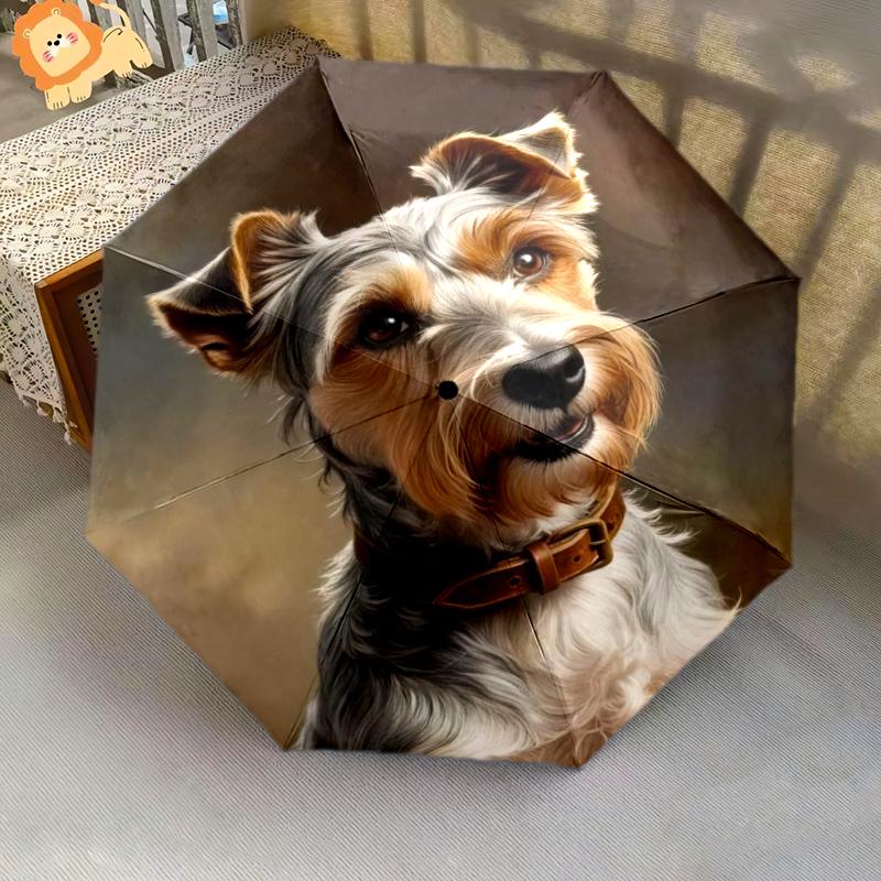 

1PC cute dog pet puppy Umbrella Portable Folding Umbrella Iron Frame Hole Bone Structure Outdoor Home Umbrella A11 разноцветный
