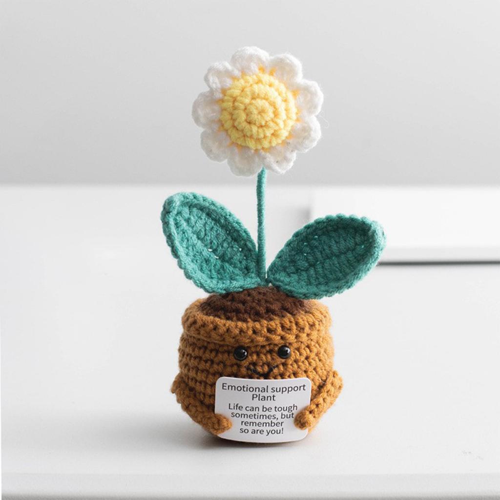 Homemade Crocheted Plant Pots Creative Knitted Pots Cute Positive Encouragement Pots