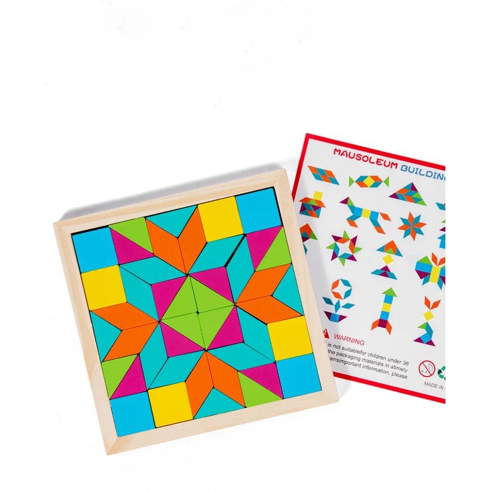Wood Puzzle Block Geometric Shape Toddler Puzzle Early Learning Education Jigsaw Puzzle Montessori Geometric Buckle Board Game