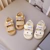 Girls Sweet Sandals 2024 Summer New Kids Fashion Versatile Sandals with Cute Bear Boys Toes Capped Beach Shoes Wear Resistant