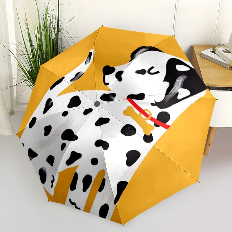 1pc Dalmatian Automatic Open/Close Umbrella - Compact Travel Umbrella with 8-Rib Durable Frame, Lightweight & Portable Design z14