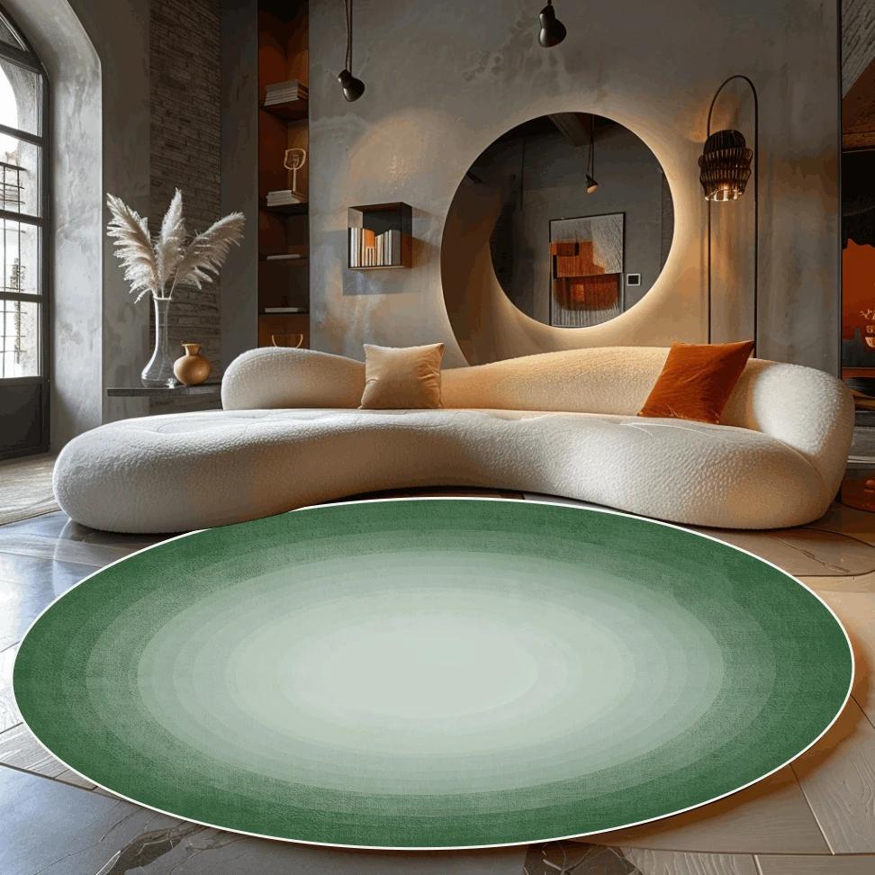 Simple Gradient Round Carpet Living Room Light Luxury Study Room Cloakroom Non-slip Mat Home Bedroom Bedside Fluffy Soft Rug