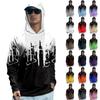 Men Long Sleeve Hooded T Shirt Casual Lightweight Pullover with Artistic Print Comfortable Fit for Daily Wear
