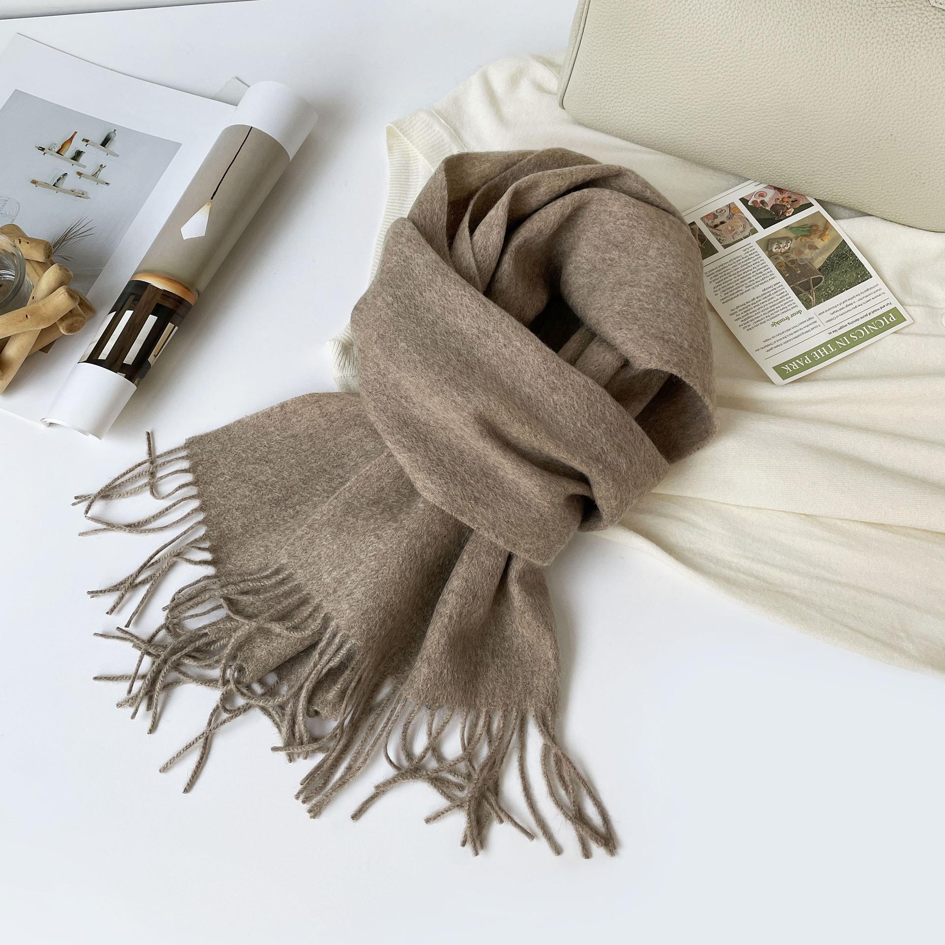Women s winter scarf 2025 new autumn/winter pure wool scarf high-end couple warm versatile tassel shawl 180*30cm