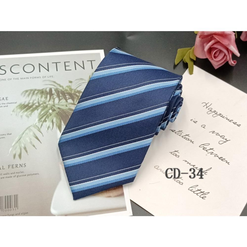 Men's Business Tie 8cm Professional Dress Interview Striped Tie Stylish Business-style Ties Navy Black Multi-colorTraditional Hand-knotted Design