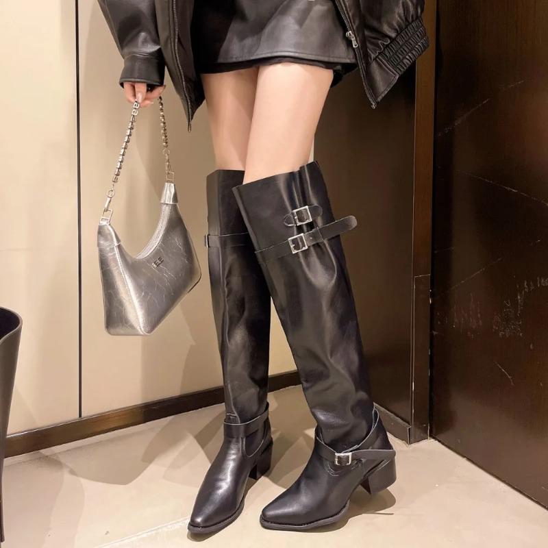 Mode 2025 Herbst/Winter Nische Handgefertigt Damenstiefel Vintage Overknee-Stiefel Weiches Leder Vintage Schlankmachende Stiefel für Damen