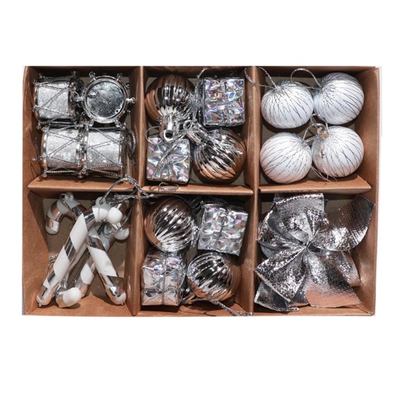 

24Pcs Christmas Ball Ornament Shatterproof Plastic Foam Decorative Baubles Christmas Tree Decorations For Wreath Door серебряный