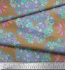 Soimoi Red Japan Crepe Satin Fabric Blue Mandala Printed Fabric 1 metre 42 Inch
