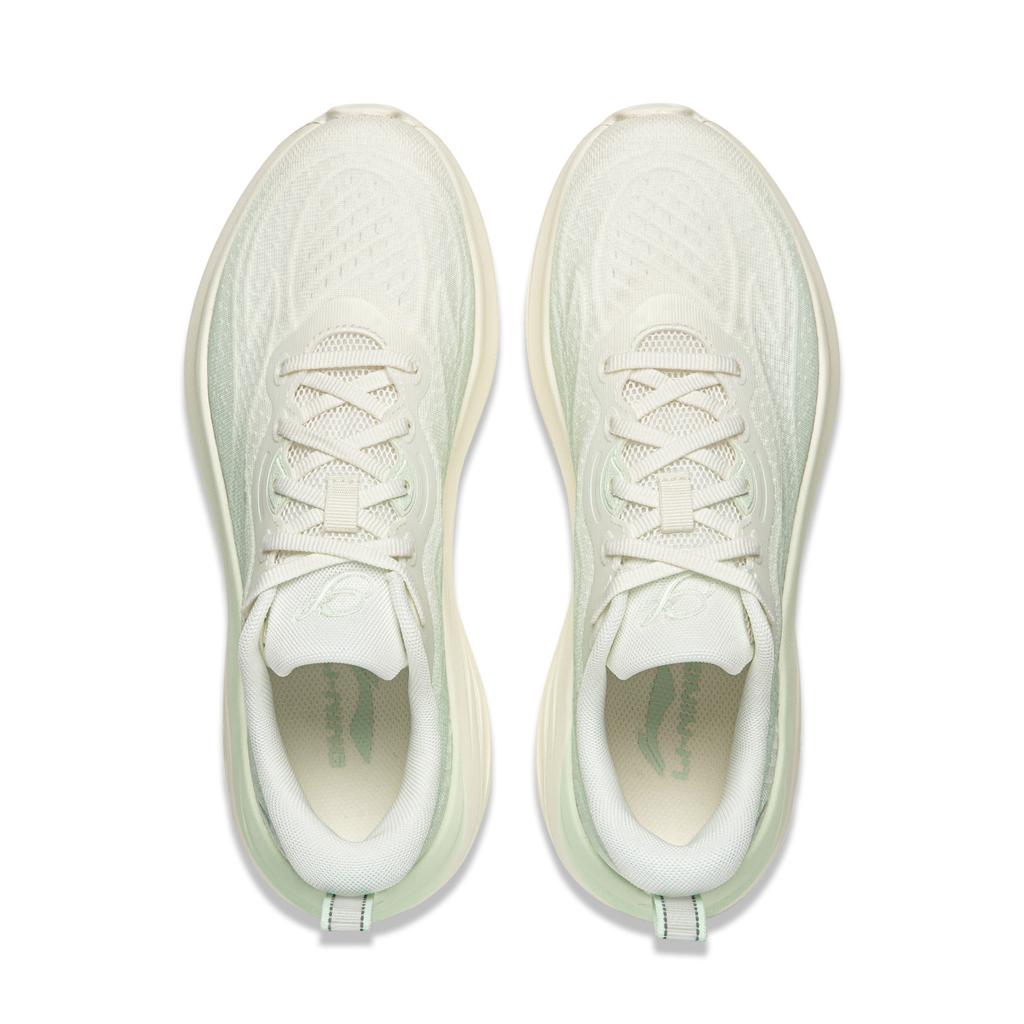 Li Ning Ling Bo V3 Dicke Sohle Höhensteigernd Vielseitig Weich Rückprall Laufschuhe Damen Sneaker Weiß Grün ARSW112-4