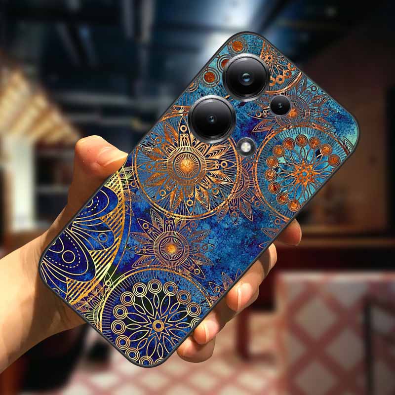 For Xiaomi Redmi Note 13 13pro 5G Case 3D Relief Flower Emboss Soft Silicone Cover For Redmi Note 13 pro Plus Owl interest Cases