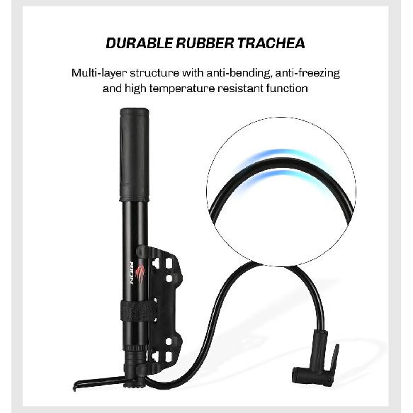 RION Bicycle Pump Portable Aluminum Bike Pumps UK FR US Valve Inflator Mountain Road Bike Accessories Lightweight Multi-function