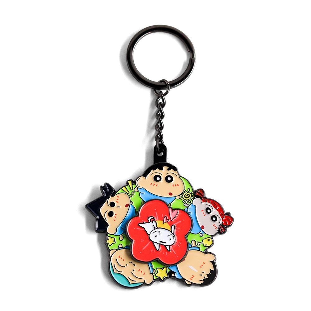

Shin-chan Rotating Enamel Keychain: Cute Cartoon Character Keyring & Fashion Backpack Pendant