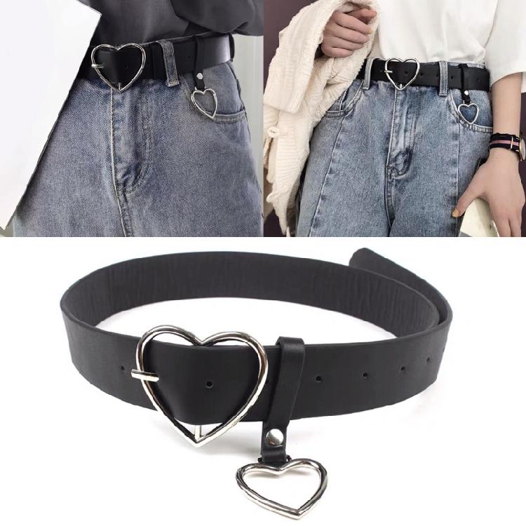 Adjustable Women Belt Heart Buckles Alloys D Rings Embellishment Stylish Accessory For Work Or Weekends Outfits