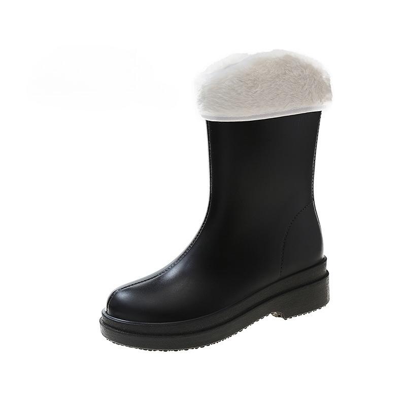 Koreansk Japansk Dame Midt-legg Regnstøvler Utendørs Fotturer Vanntette Sklisikre PVC Sko Moteable Dame Gummistøvel Overtrekk