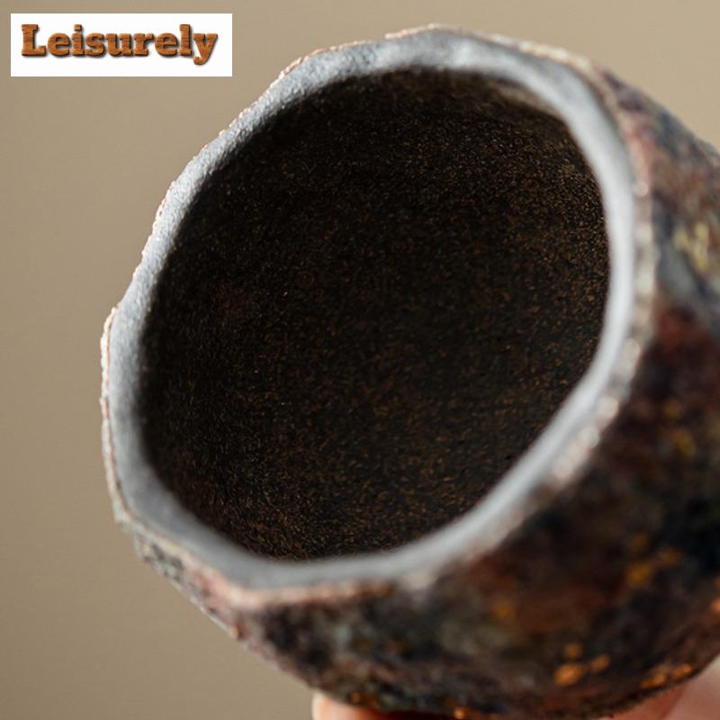 120ML Antike Lange Ofen Felsmine Teetasse Handgefertigte Knetkeramik Meistertasse Verkostungs-Teeschale Goldpunktierung Kung Fu Tee Geschenkbox
