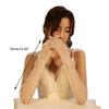 Long Tulle Gloves with Pearls Decoration Sheer Wedding Bridal Gloves Elbow Length for Costume Party Opera Prom