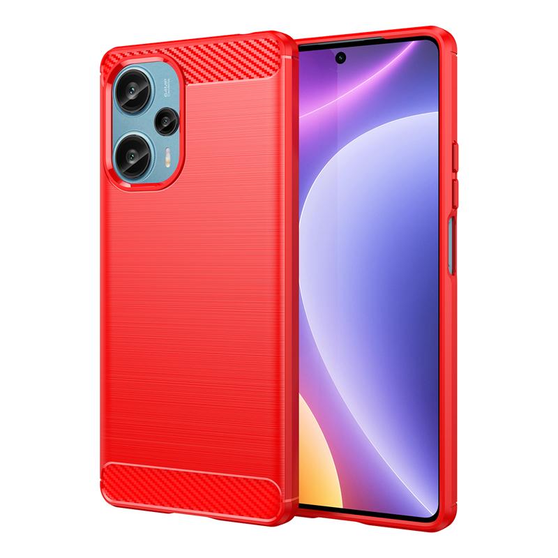 

Для чехла Xiaomi Poco F5 Чехол для Poco F5 5G Бампер противоударный Мягкий силиконовый чехол из углеродного волокна для Poco F5 Чехол 6,67 дюйма For Poco F5 Pro красный