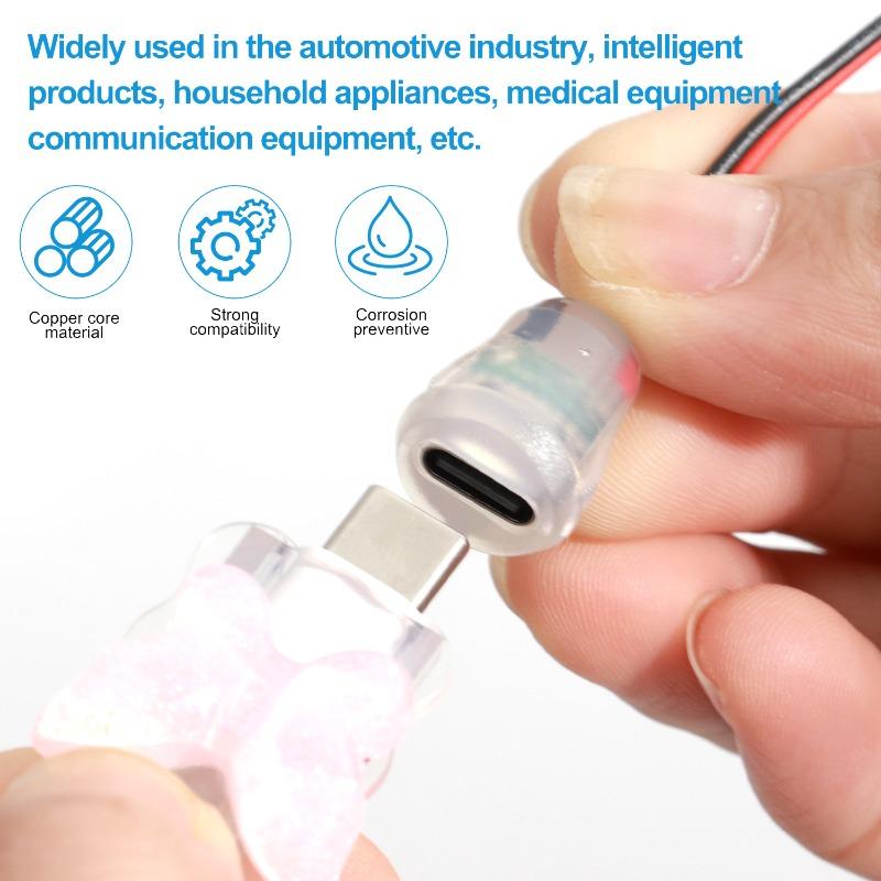 1/10pcs Plate Waterproof USB-C Power Port TYPE-C Female Connector Jack 2pin Type C 5A Input Type Charging Socket with LED Light