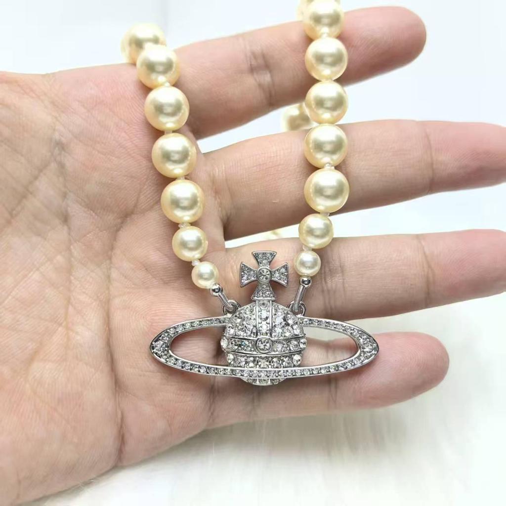 Cixi Cesarzowa Saturna Diamentowy Perłowy Naszyjnik Damska Modna Chokerka w Różnych Rozmiarach