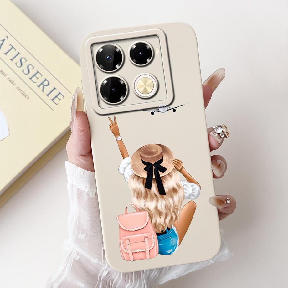 Soft TPU Candy Silicone Phone Case For Infinix Note 40 Pro Plus Note 40 4G 5G Back Cover Note40 4G Bumper Flower Girl Fashion