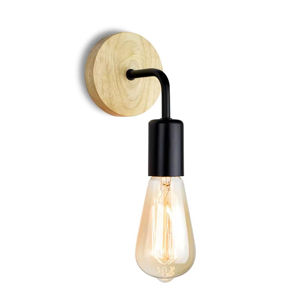 Retro Wood Wall Lamp E27 Vintage Loft Industrial Decoration Sconce Bedside Wall Light Fixture Indoor Lighting Bedroom luminaire
