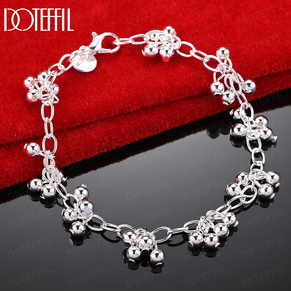925 Sterling Silver Grape Bead Bracelet Fashion Wedding Gift Jewelry