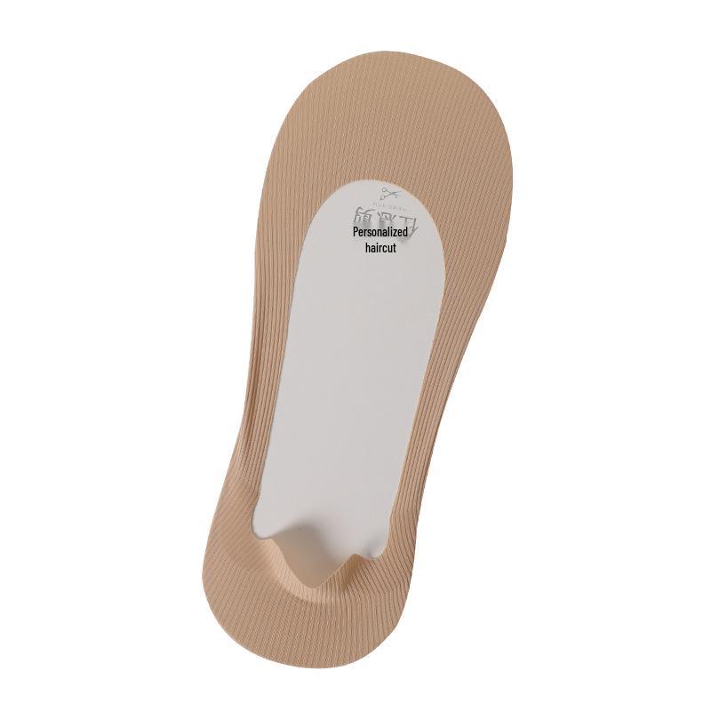 Women's Non-Slip Invisible Ice Silk Boat Socks - Low Cut, Anti-Slip Heel, Thin, Solid Color, Customizable Length