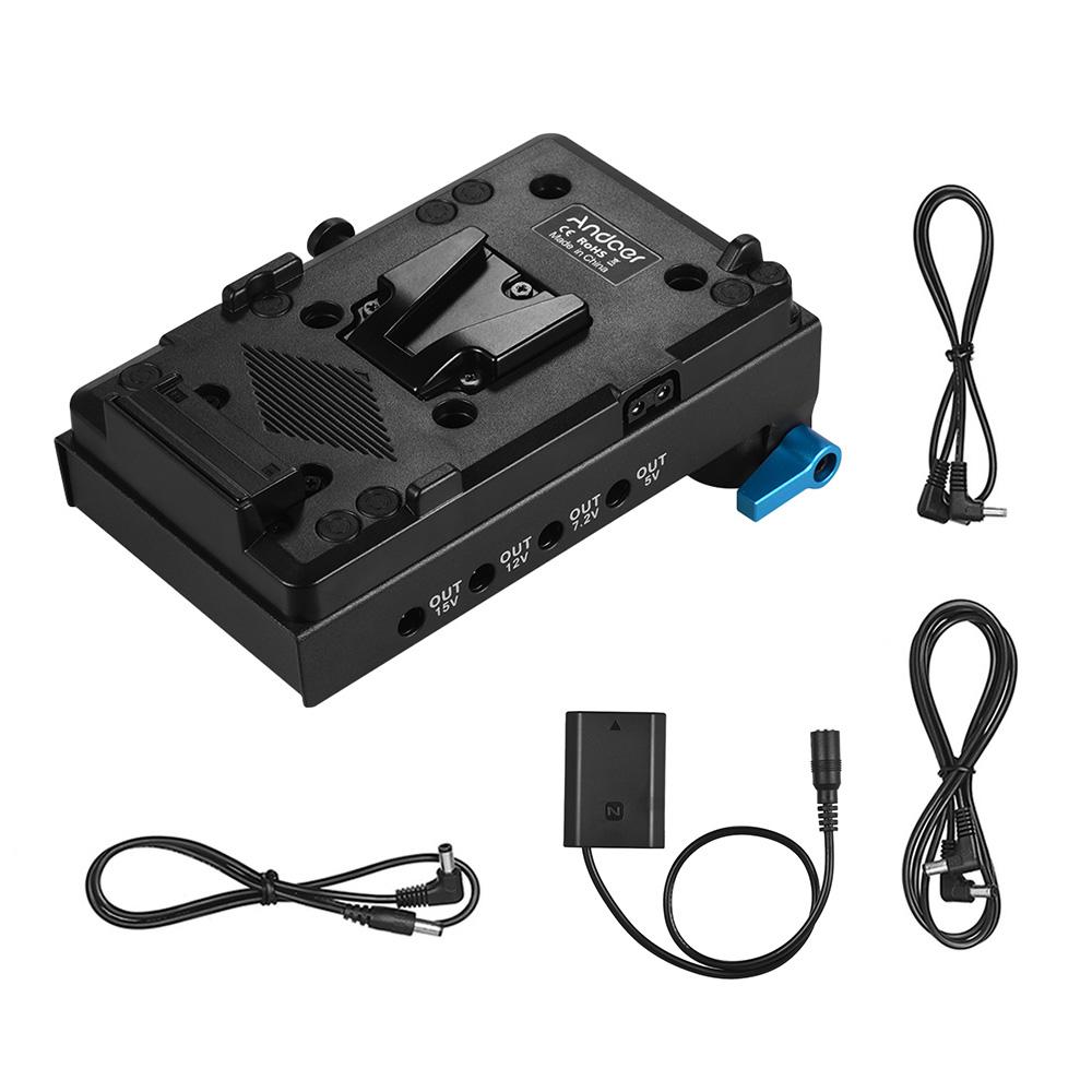 V Mount V-lock Battery Plate Adapter with 15mm Dual Hole Rod Clamp NP-FZ100 Dummy Battery