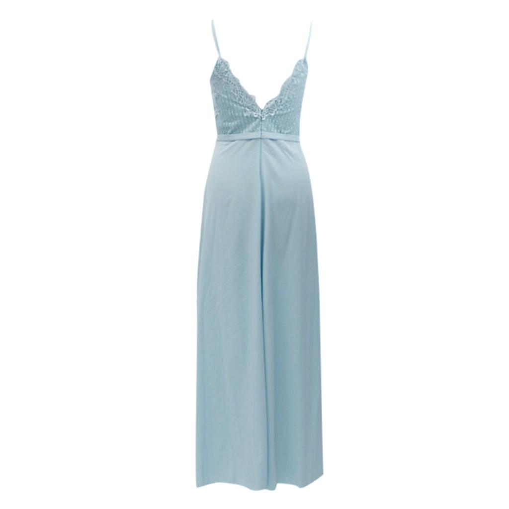 Women's Summer Fashion Suspended Sexy Lace Solid Long Dress