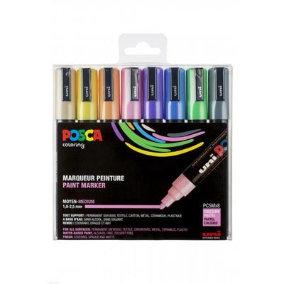 Markers - POSCA - Set of 8 - Medium Conical Tip - Opaque Pastel Colors