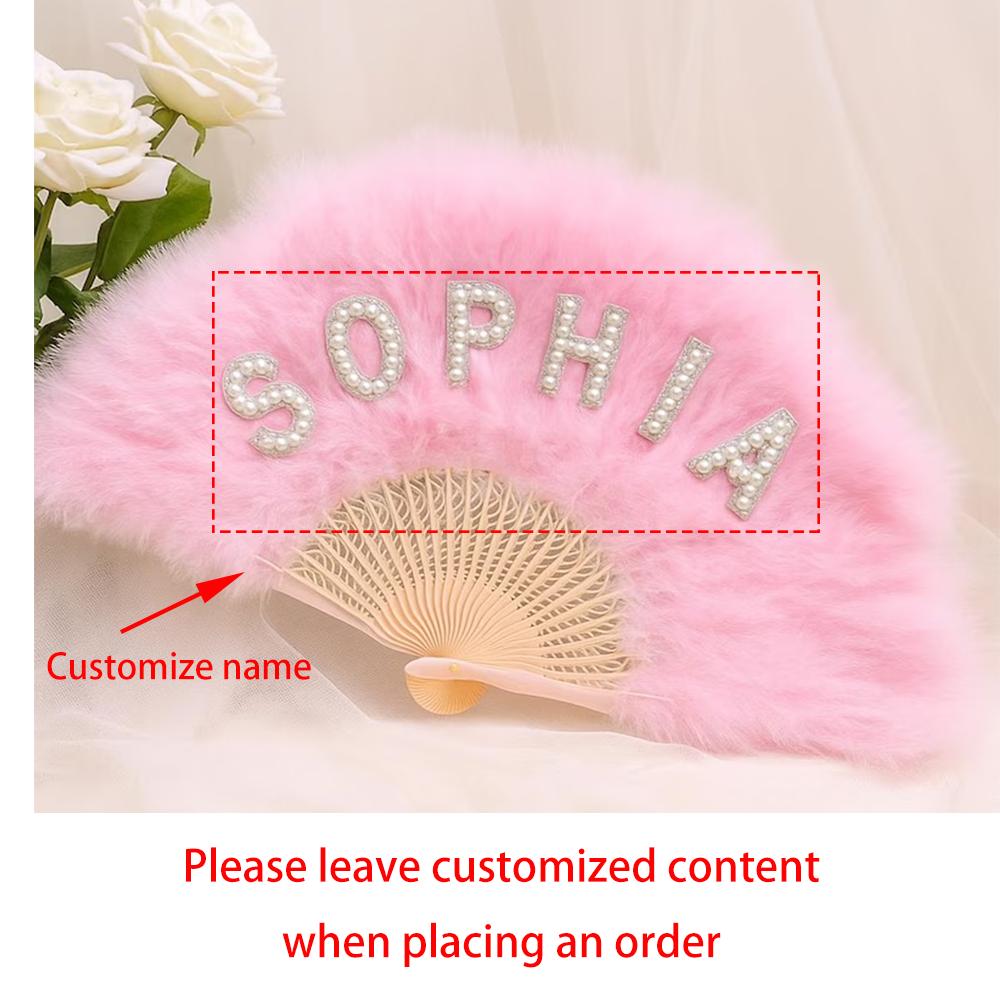 Custom Fluffy Fan Bridal Wedding Fan Vintage Folding Fan Boho Bride Accessory Bridesmaid Gift Photo Prop Wedding Keepsake