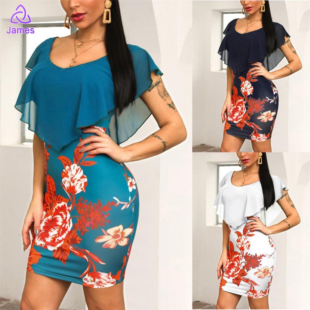 

BOS Womens Sexy Sleeveless Floral Printed Bodycons Holiday Party Short Mini Dress