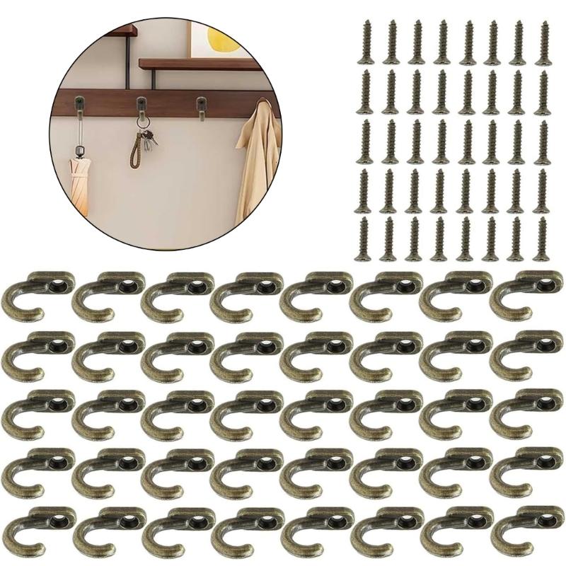 40pack Retros Bronze Iron Hook Featuring Included Hardware For Quick Installation Perfect Gift For Any Space