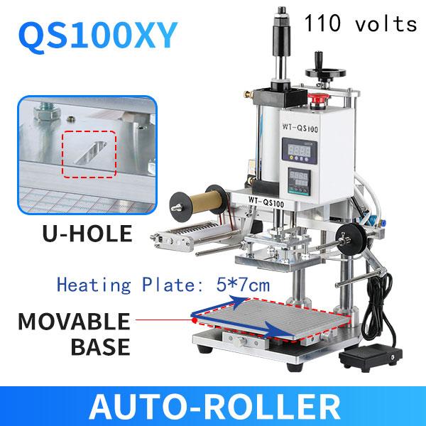 ZONESUN Pneumatische Stanzmaschine Heißpresse Digital Buch Lederbearbeitung Papier Holz Benutzerdefiniertes Logo Prägung Folienzuführer ZS-QS100