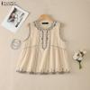 ZANZEA Women Casual Round Neck Loose Sleeveless Print Tank Tops