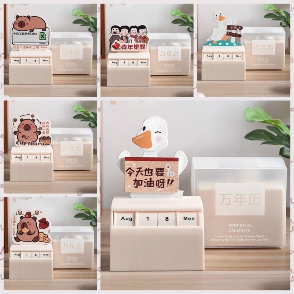 Cartoon Wheel Perpetual Calendar Capybara Calendar Display Wheel Rotary Calendar  For Home Office