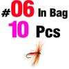 MNFT 10Pcs Various Dry Fly Fishing Lure Trout Salmon Dry Flies Fish Hook Size #6 #10 #12 Nymph Mosquito Lures Fishing Tackle
