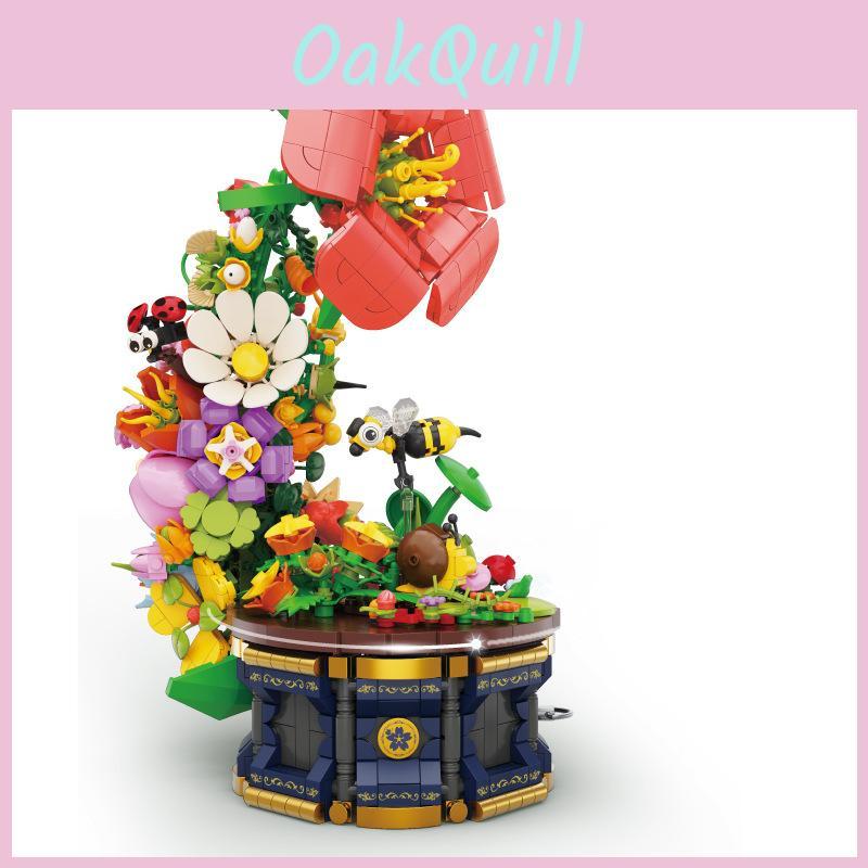 Blumenmuster Phonograph Uhrwerk Spieluhr Montage Bausteine Für Kreatives Spielen Und Geschenk