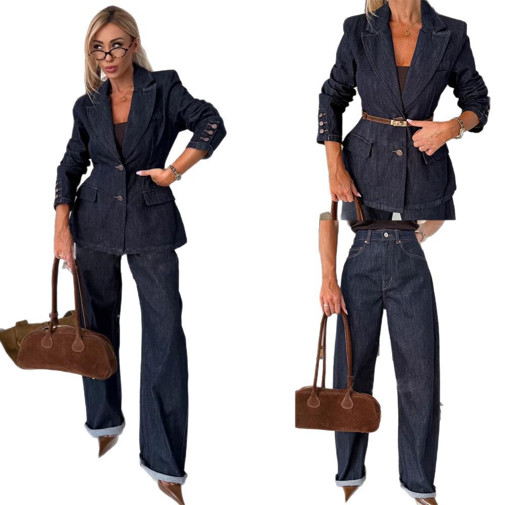 Autumn 2025 Versatile Relaxed Fit Wide-Leg Denim Pants