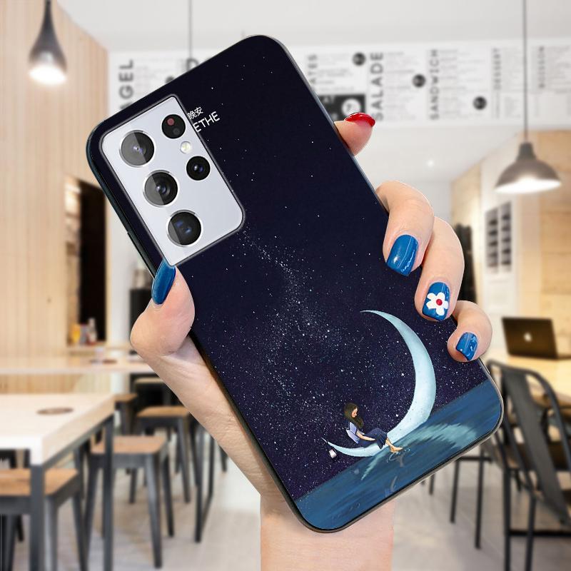 Caso lindo de la muchacha de la luna del perro espacial del astronauta del planeta del cielo estrellado de la historieta