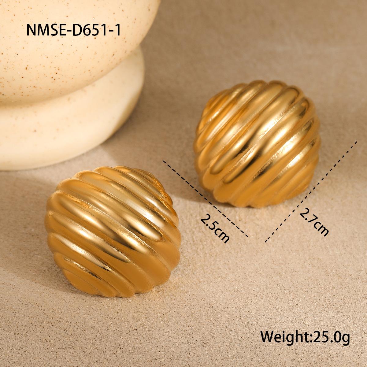 GEMCHIC Women s Geometric Ribbed Stainless Steel Earrings 18K Gold Plated Minimalist Studs