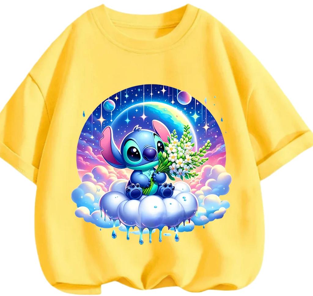 Hot Popular Stitches Graphic T Shirt Lightweight Leisure Daily School Wear Casual Street Kids Boys Girls Clothing