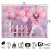 1 Piece, Pink Balloon and Butterfly Flower Themed One-year Birthday Party Background Cloth