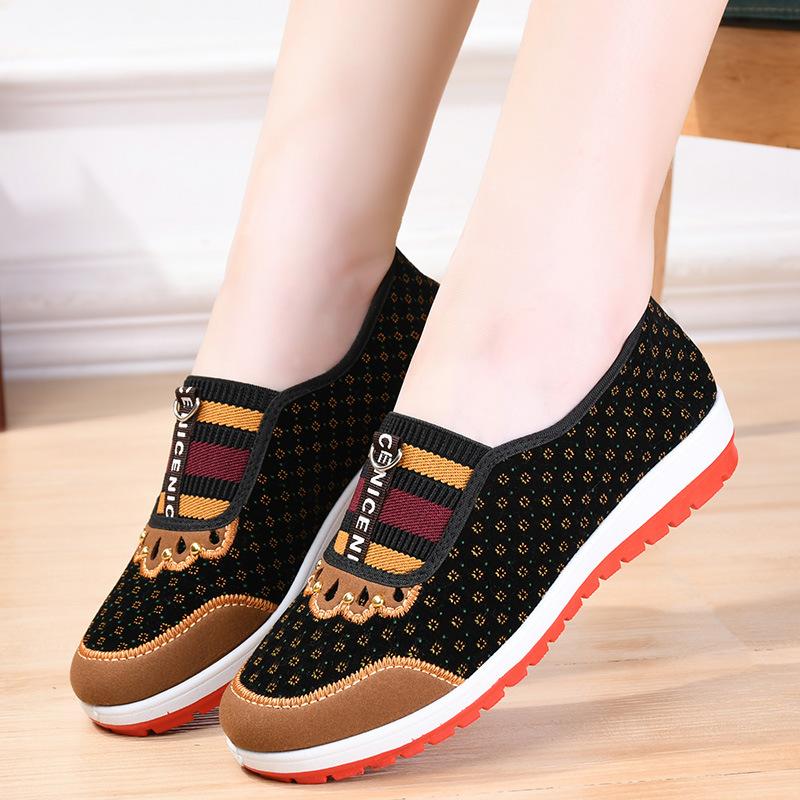 

****** новый старый ******* тканевые туфли женские с дерьмовой подошвой туфли для мамы средние старые туфли-лодочки на одной педали женские 35