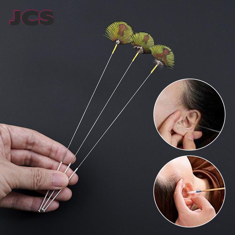 Pacock Feather Earpick Wax Remover Curette Adult Stainless Steel Handle Ear Dig Tools Spoon Cleaner Stick Health Ear Cleaning