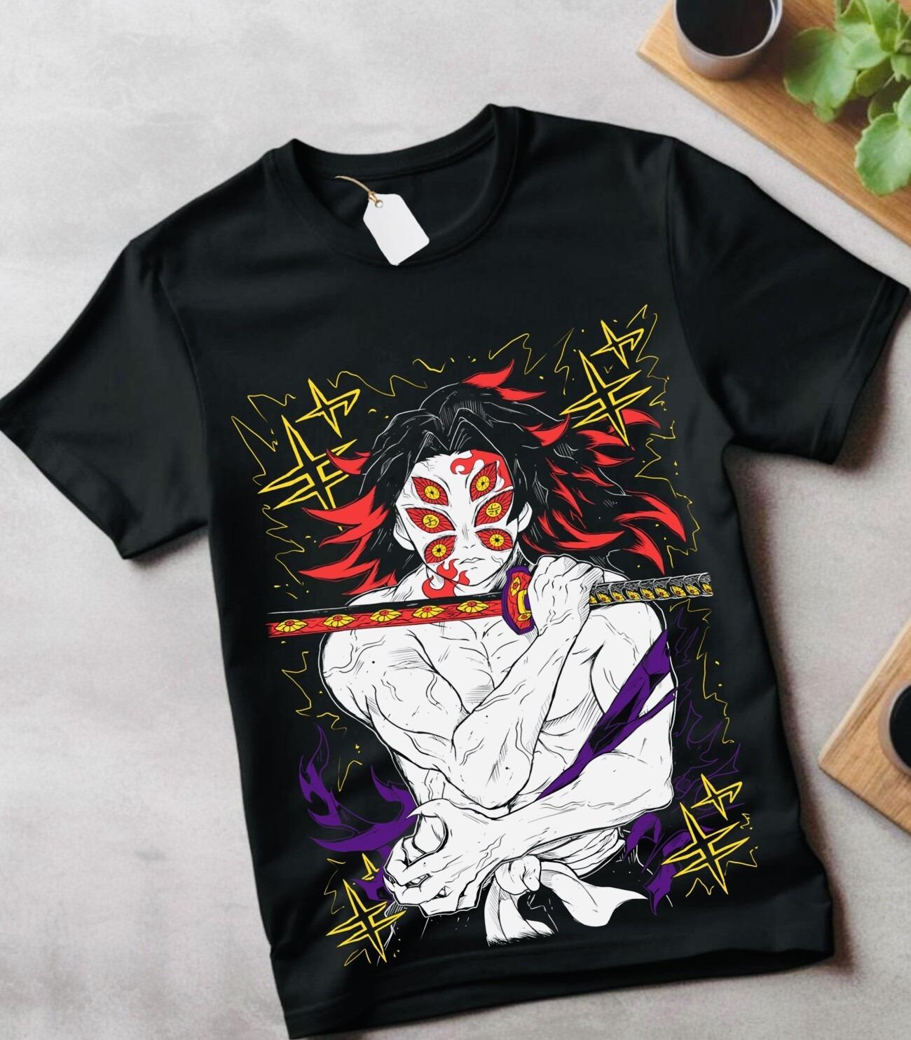 2026 Summer Demon Slayer Anime Kokushibo Printed Loose Shortsleeved Pure Cotton Childrens Tshirt Unisex Casual Loose Y2k S