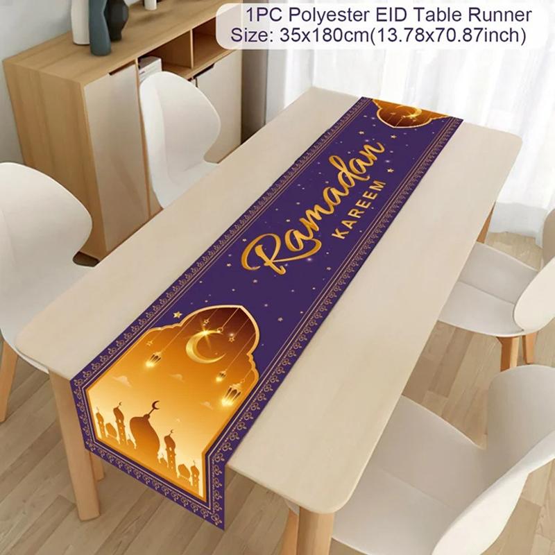 Eid Mubarak Table Runner Ramadan Decoration for Home Islamic Muslim Party Decors