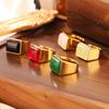 European and American Stainless Steel Rings, Featuring Square-cut Natural Stones, Street-style Retro Designs, and Original, Unique Titanium Steel